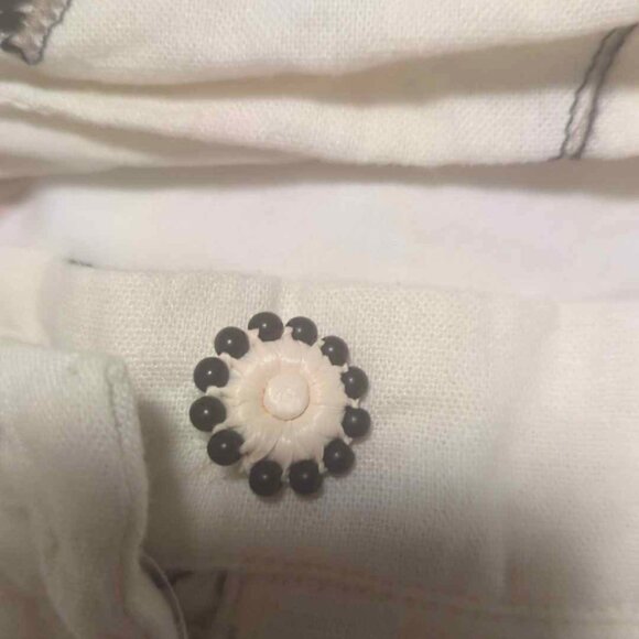 White with black flowers 2 piece/ cute/ bra/ embroidered/ top and skirt/ large/ - Picture 2 of 3